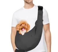 PetLoft Transportin Perro Pequeño,Bolso Bandolera para Perro,Ajustable Bolsa de Hombro Cruzada para Perro con Gancho de Collar para Perros/Gatos/Conejos de hasta 11 Libras,Gris Oscuro