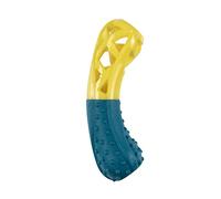PetLove Nuzzle Puzzle Hueso, Interactivo, Doble Textura, enriquecimiento, Juguete de búsqueda para Perros con chirriador, Relleno con golosinas, Pasta y Alimentos, Amarillo y Azul