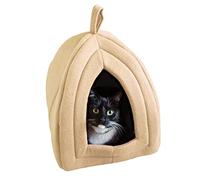 PETMAKER Cama de Interior para Gatos con cojín de Espuma extraíble. Tienda de campaña para Cachorros, Conejos, cobayas, erizos y Otros Animales pequeños (Color Bronceado)