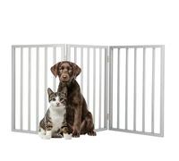 PETMAKER Pet Gate - Cerca Plegable de 3 Paneles para Perros, para escaleras, pasillos o Puertas, Puertas retráctiles de Madera para Perros de 54 x 24 Pulgadas (Gris)