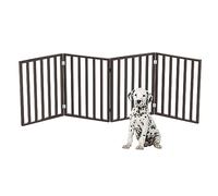 PETMAKER Pet Gate - Cerca Plegable de 4 Paneles para Perros, para escaleras, pasillos o Puertas, Puertas retráctiles de Madera Independientes de 72 x 24 Pulgadas (marrón)