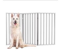 PETMAKER Pet Gate - Valla Plegable de 3 Paneles para Perros, para escaleras, pasillos o Puertas, Puertas Independientes de Madera para Perros de 54 x 32 Pulgadas (Blanco)