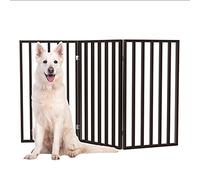 PETMAKER Puerta de Interior para Mascotas, Puerta Plegable de 3 Paneles para escaleras o Puertas, Valla Independiente de 54 x 32 Pulgadas de Alto para Gatos y Perros (marrón)