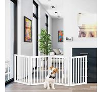 Petmaker Puerta Independiente para Mascotas, 4 Paneles, Color Crema, Valla Plegable festoneada para Puertas