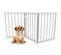 PETMAKER Puerta para Mascotas, Puerta para Perros, para Puertas, escaleras o casa, Independiente, Plegable, Estilo acordeón, Valla de Madera para Perros (24 Pulgadas, Blanco)