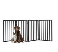 PETMAKER - Puerta para Mascotas, Valla Plegable de 4 Paneles para escaleras, pasillos o Puertas, Puertas de Madera Independientes para Perros de 72 x 24 Pulgadas (Negro)