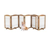 PETMAKER - Puerta Plegable para Mascotas con Patas de Apoyo y bloqueable - Panel Independiente Extra Ancho de 133 x 32 Pulgadas para escaleras o Puertas (Natural)