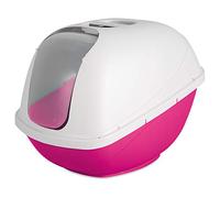 Petmate Basic - Arenero con Capucha para Gatos, Grande, Color Rosa y Blanco