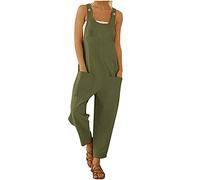 Peto Baggy Mujer Elegante Pierna Ancha Cómodos Jumpsuit Verano Casual Una Pieza Mono Entero Sin Mangas Playsuit Suelto Pantalones Baggy Ajustable Correas Oversize Ligero Peto Premaman, Verde, L