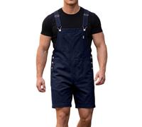 Peto corto para hombre, con tirantes ajustables, corte holgado, pantalones de trabajo de una pieza, monocolor, de verano, con bolsillos, ropa de calle, tiempo libre, overol, O Navy, 3XL