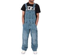 Peto de mezclilla para hombre - Mono de trabajo de ajuste relajado Tirantes ajustables y bolsillos, mono vaquero para trabajo e informal, azul claro, M