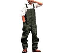Peto largo para hombre, mono ajustado para hombre, pantalones rectos, monocolor, pantalones casuales, vintage, con bolsillos grandes, talla única, informal, de una pieza, mono clásico, para deportes