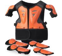 Peto Motocross Niño con Protecciones, Youth Chest Protector con Coderas y Rodilleras, Armadura Moto Infantil Ajustable para Dirt Bike, Ciclismo, Patinaje y Scooter para Edades 4-12 (Naranja)