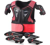 Peto Motocross Niño con Protecciones, Youth Chest Protector con Coderas y Rodilleras, Armadura Moto Infantil Ajustable para Dirt Bike, Ciclismo, Patinaje y Scooter para Edades 4-12 (Rojo)
