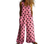 Peto Mujer Casual de Algodón y Lino Mono Verano Tallas Grandes Holgado con Tirantes Ajustables y Bolsillos Overol Estilo Bohemio de Una Pieza Suelto para Playa Vacaciones Fiesta Oversize (A34,M)