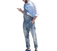Peto para hombre del Reino Unido para hombre, pantalones de mezclilla rasgados, overol de mezclilla para hombre, overol de mezclilla con piernas rectas, ropa de calle desgastada, vintage, pantalones
