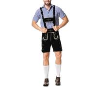 Peto Para Hombre Oktoberfest Pantalones De Cuero Originales BáVaros Correr Bordados Traje Regional Cortos Tradicionales Trachten Couture Aleman Lederhosen marrón fiesta popular, carnaval