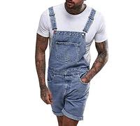 Peto para hombre, pantalones vaqueros cortos, ropa de trabajo transpirable, ligero, holgado, con bolsillos, mono cargo, monocolor, cómodo