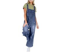 Peto para mujer, vaquero largo, moderno, pierna ancha, pantalones de peto, tirantes ajustables, mono de mezclilla, holgado, de verano, para el tiempo libre, pantalones de trabajo, corte holgado