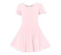 Peto para niña, 140, vestido de ballet, manga corta, vestido de baile, con falda de gasa, tutú, cintura alta, plisada, patinador, tenis, escuela, Rosa., 10-12 años