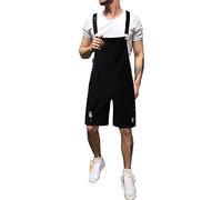 Peto Vaquero Corto Hombre Mono de Mezclilla de Ajuste Regular Overol de Verano Mono Corto de Jean Muchos Bolsillos Pantalón de Trabajo Hombre Casual Peto de Mezclilla
