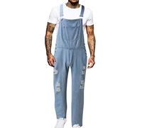 Peto Vaquero Corto Hombre Mono de Mezclilla de Ajuste Regular Overol de Verano Mono Corto de Jean Muchos Bolsillos Pantalón de Trabajo Hombre Casual Peto de Mezclilla