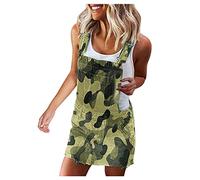 Peto vaquero para mujer corto de gran tamaño, falda vaquera, falda vaquera, minifalda, pantalón vaquero, peto corto, mono, sin mangas, pantalones vaqueros, Camuflaje, S