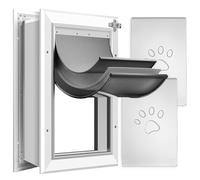 [Petoasis] Puerta de perro resistente de 3 solapas para pared, marco de aleación de aluminio a prueba de óxido, puerta de perro para clima extremo que puede bloquear la intrusión de viento, nieve y