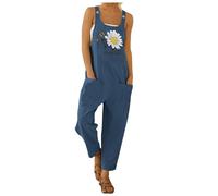 Petos de Pantalones Largos Petos Mujer Verano Casual Elegantes Algodón Talla Grande Jumpsuit Playsuit Bolsillos Mono Pantalón para Embarazada Playa Fiesta