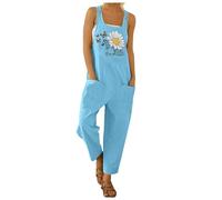 Petos de Pantalones Largos Petos Mujer Verano Casual Elegantes Algodón Talla Grande Jumpsuit Playsuit Bolsillos Mono Pantalón para Embarazada Playa Fiesta