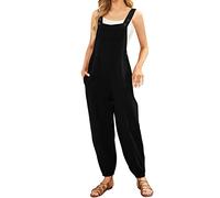 Petos para mujer, de verano, holgados, de algodón, lino, elásticos, ligeros, para verano, para trabajo, de cintura alta, pantalones de pierna ancha