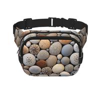 Petoskey - Riñonera con estampado de piedra con extensor para hombres y mujeres, riñonera con bolsillos con cremallera, Negro -, Talla única