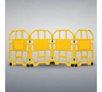 petour Barricada plegable expandible barrera móvil con texto en inglés "Do Not Entre", barrera de seguridad móvil