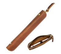 PetPhindU Estuche Individual de Cuero para Pluma, Mini Estuche con Cremallera Crazy Horse, Funda Protectora Vintage para Pluma Estilográfica, Regalo para Amantes de Las Plumas, Plumas No Incluidas.
