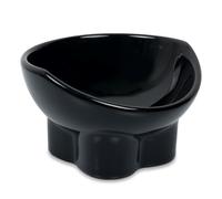 PETPLAYTIME Cuencos elevados de cerámica para gatos, antivómitos y aptos para bigotes, platos para gatitos para alimentos y agua, aptos para lavavajillas y microondas (5.6 pulgadas, negro brillante)