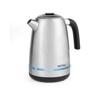 Petra Hervidora de agua Lumie - 1,7 l, base giratoria de 360°, luz LED, filtro antical, ventana indicadora, sensor de hervido en seco, apagado automático, 3000 W, acero inoxidable