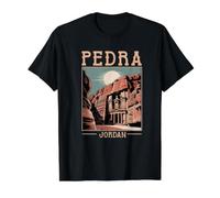 Petra Jordanian Souvenir Mujeres Hombres Siete Maravillas del Mundo Camiseta gráfica económica, Hombre, Negro, S