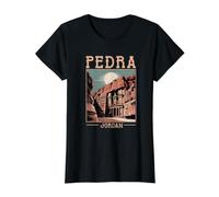 Petra Jordanian Souvenir Mujeres Hombres Siete Maravillas del Mundo Camiseta gráfica económica, Mujer, Negro, XS