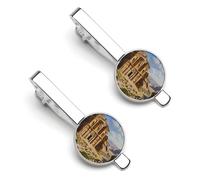 Petra Landscape - 2 clips de corbata divertidos para hombre, estampados, para negocios, bodas, 5.5x2.2cm, Cobre galvanizado