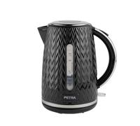Petra PT3864BLKVDEEU10 Hervidora de agua Chevron eléctrica - 1,7L sensor de hervido en seco con desconexión automática, indicador de nivel de agua, filtro antical, base giratoria de 360°, 2200W, negra