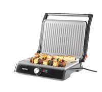 Petra PT4076VDEEU10 Plancha sana doble XL 180° con prensa para paninis - placas antiadherentes Marblestone fáciles de limpiar, desplegable, 2 superficies, vegetales, carne y brochetas, sin aceite