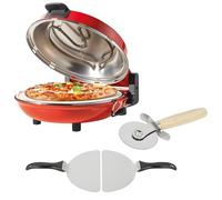 Petra PT5666VDE Horno eléctrico para pizza - interior, 1200 W, 5 niveles de temperatura, precalentamiento rápido, pizzas de 12 pulgadas en 5 minutos, piedra para pizza extraíble, cortador y 2 paletas