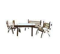 Petra 's de Manualidades (News a gmh04sf1 Mesa Grupo, Compuesto por 1 X Mesa, 1 x jardín Banco y 2 sillas de Madera, 4 Piezas)