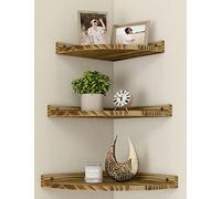Petrala Estantería de Esquina Colgante de Madera, Juego de 3 estantes flotantes Vintage rústicos de Esquina para la Pared, estantería con Extremo Redondo, Dormitorio, Sala de Estar