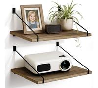 Petrala Estantes de pared de madera rústica flotantes, juego de 2 estantes colgantes de 30 cm de profundidad para proyector, estantes grandes de almacenamiento montados en la pared para cocina, baño