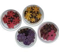 Petra's Bastel News Juego de 4 Botes de Madera con diseño de Flores, 4 Colores, carbón, ca. 1cm