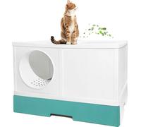 PeTraum Caja de arena XXL con tapa, bandeja extensible, con filtro de aire y cajón, gran caja de arena para gatos grandes y hogares multigatos, menos marcas, diseño moderno