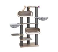 Petrebels Árbol rascador de madera Virgo, 196 cm, diseño XXL, diseño de gatos grandes, roble envejecido, aspecto gris