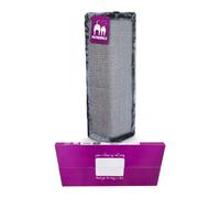 Petrebels Rascador para gatos de 57 x 27 cm, de sisal, con alfombra rascador y felpa, para esquinas de habitaciones, en caja de regalo, color gris