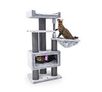 Petrebels Rascador para gatos Parklane 131, árbol para gatos con troncos de sisal, cueva, hamaca y superficies de descanso, árbol rascador para gatos extra estable para gatos grandes y pesados en